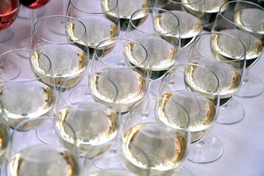 Elegant White Wine Glasses Ready for Celebration