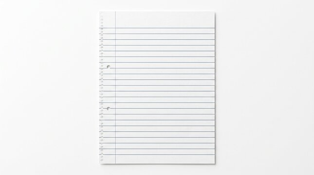 Lined paper, notebook sheet, white background, blank note paper, empty lines