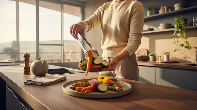 Person preparing fresh vegetables for dinner in a home kitchen
