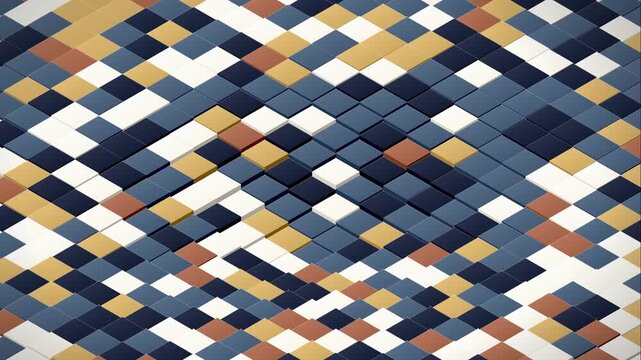 Isometric depth mechanical wave matrix pattern background loop animation