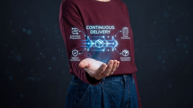 Continuous Delivery Software Release Hologram Concept