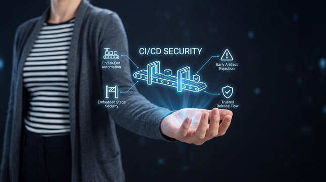 CI CD Security Pipeline Automation Hologram Concept