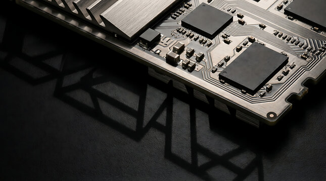 High Performance RAM Circuitry Featuring Intricate Copper Traces and Advanced Electronic Hardware Component Architecture