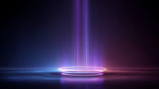 Abstract colorful light rays with purple and pink hues on dark background