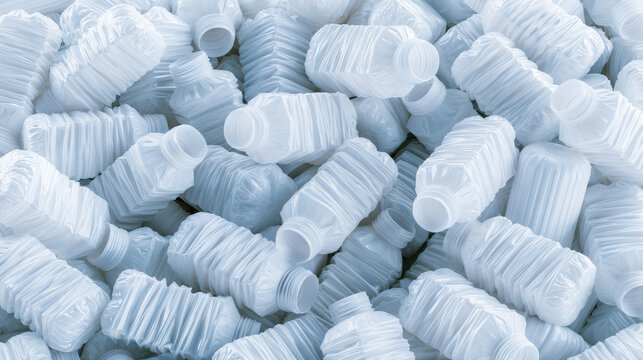 White Extrusion Blow Molded Plastic Bottles as Industrial Background Texture for Web Banner