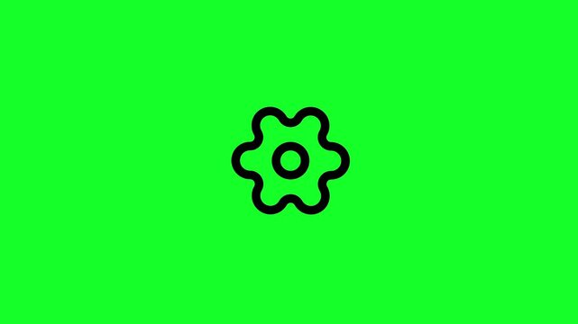 Setting icon looping animation. Gear icon animation on green screen