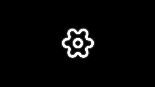 Setting icon looping animation. Gear icon animation on black screen