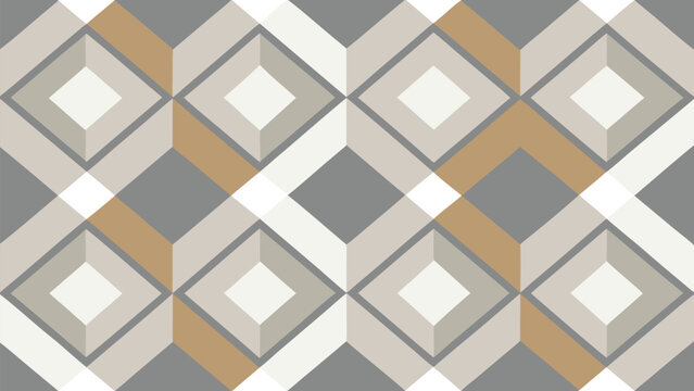 Seamless Geometric Diamond Tile Pattern Vector in Beige and Gray Stone Texture for Modern Background