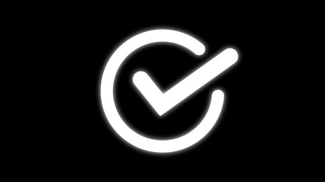 Check mark on transparent background. Approved tick mark icon, Check mark icon animation, right mark icon. Tick mark icon animation. Check mark animation on circle, 4k animation