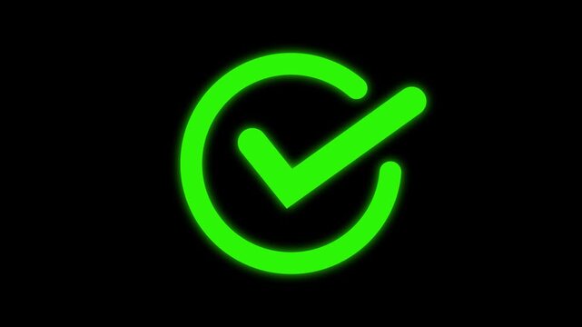 Check mark on transparent background. Approved tick mark icon, Check mark icon animation, right mark icon. Tick mark icon animation. Check mark animation on circle, 4k animation