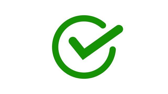 Check mark on transparent background. Approved tick mark icon, Check mark icon animation, right mark icon. Tick mark icon animation. Check mark animation on circle, 4k animation
