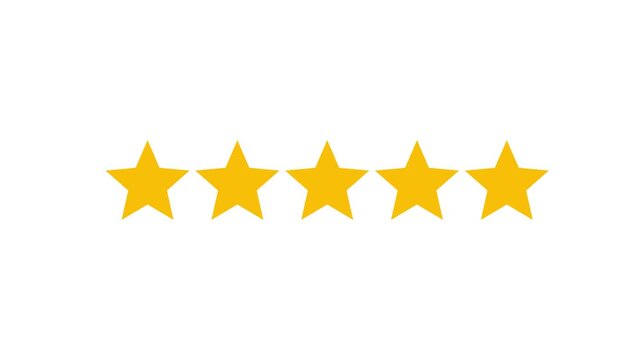 5 star rating concept animation on the background , Motion graphics of customer review concept, Special with rating star icon 5 star top rating, 5 stars rating the quality of product and service