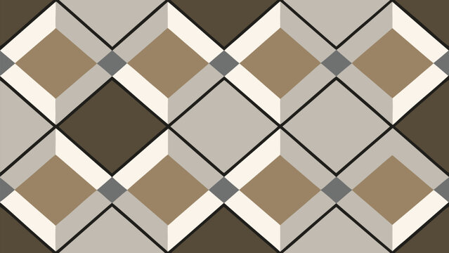 Seamless Geometric Diamond Tile Pattern Vector in Beige and Gray Stone Texture for Modern Background