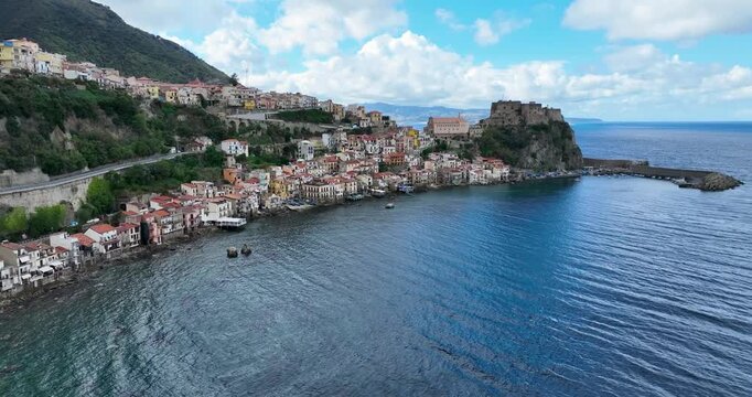 Aerial approcah to Scilla, Calabria, Italy