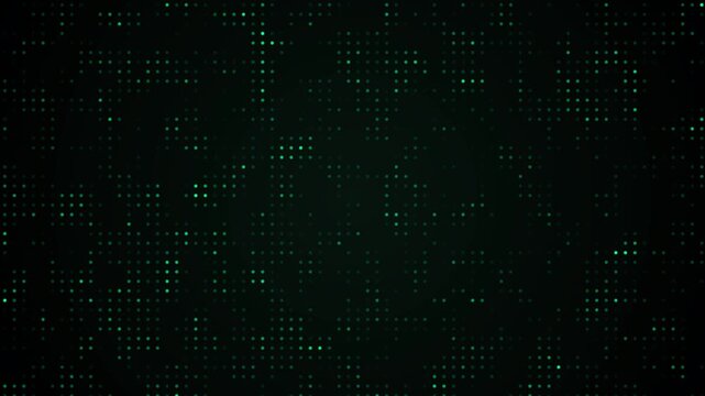 4K Abstract Green digital dot matrix background loop. Futuristic technology data grid animation.
