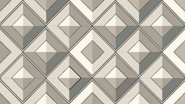Seamless Geometric Diamond Tile Pattern Vector in Beige and Gray Stone Texture for Modern Background