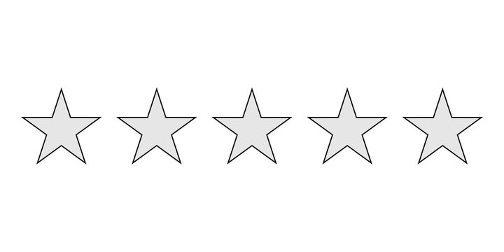 Five grey stars in a horizontal row for rating or ranking system