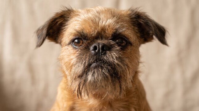 Brussels Griffon on a beige background