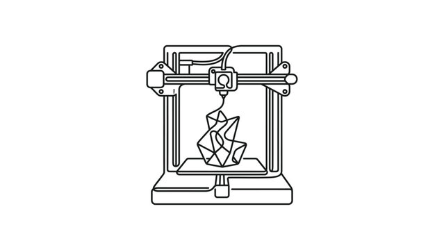 3D Printer Creating Geometric Sculpture