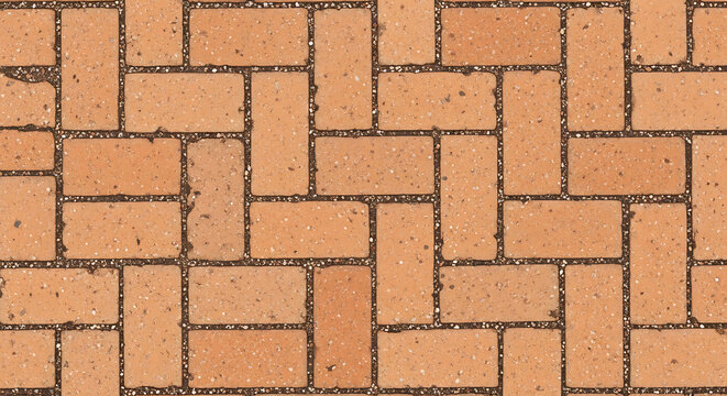 Terracotta brick paving pattern for a garden walkway and outdoor architectural surface