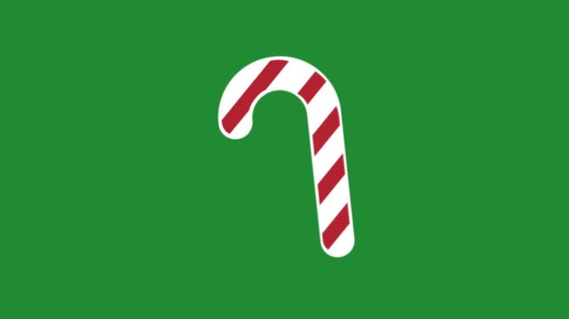 Christmas candy cane striped video animation on green background for holiday winter project