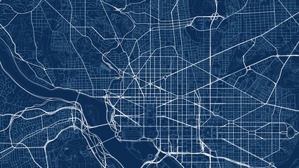 4K Technical Blueprint City Street Map of Washington DC, USA — High Resolution Road Network Poster © Auras