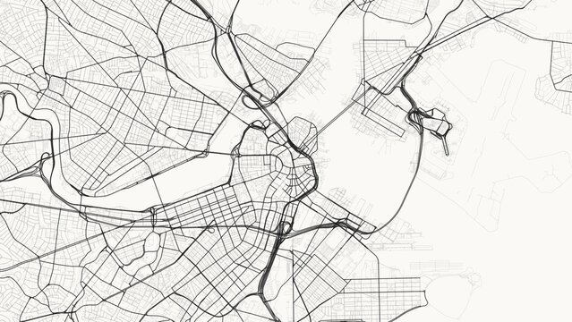 4K Minimalist Scandinavian City Street Map of Boston, USA &mdash; High Resolution Road Network Poster