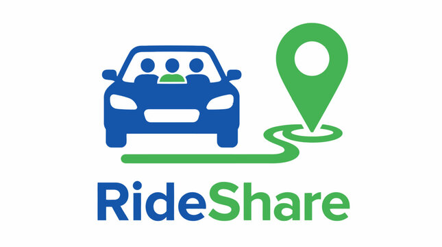 Carpool rideshare logo with car and location pin.