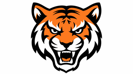 Fierce orange tiger head sports mascot logo illustration. © enla99