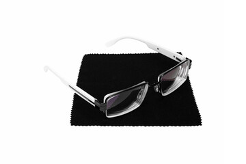 Obraz premium glasses on a black cleaning cloth