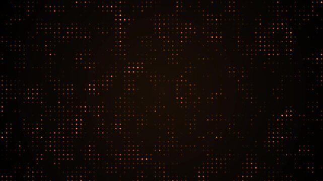 4K Abstract orange digital dot matrix background loop. Futuristic technology data grid animation.