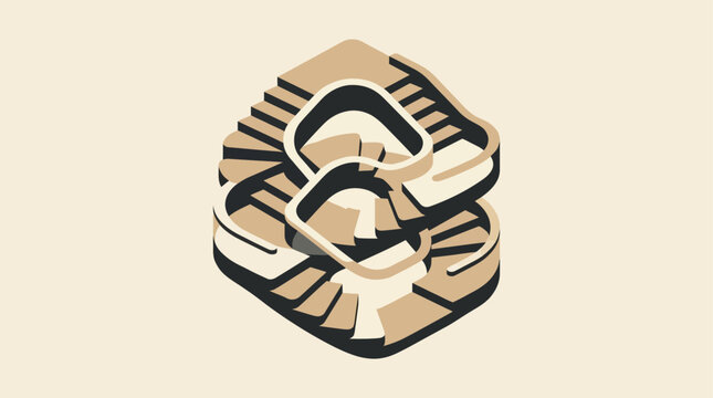 Isometric impossible staircase illusion in beige and black