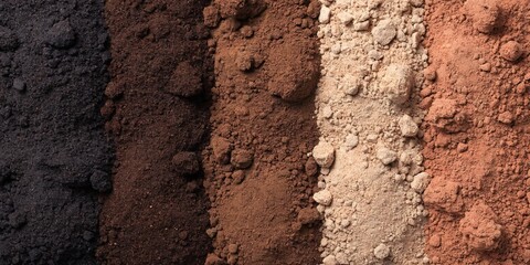 Fototapeta premium Columns Of Powdered Pigment Varied Shades And Textures
