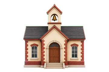 Obraz premium Historic schoolhouse facade with bell tower