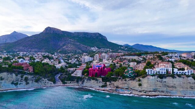 coast urban sea cliff cloudscape travel mountain architecture red design Calpe Spain