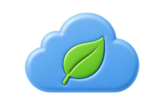 Blue cloud icon with green leaf emblem