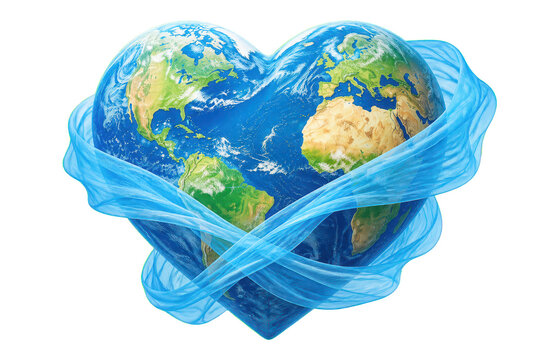 Heart Shaped Earth Wrapped in Blue Fabric