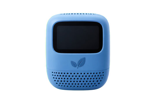 Blue portable air purifier with display