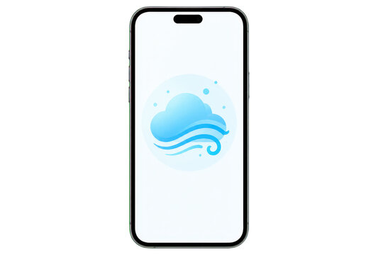 Smartphone screen displaying blue cloud and wave icon