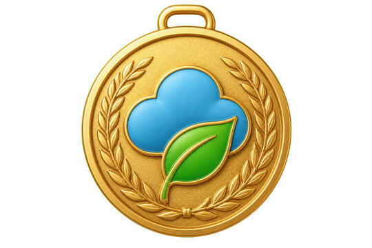 Gold Eco Medal with Laurel and Leaf Emblem