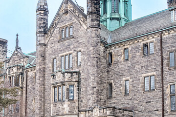 Obraz premium Colonial facade of stone heritage building, Toronto, Canada