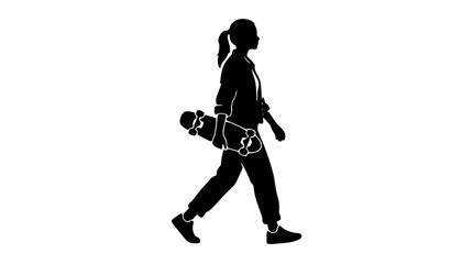 Model walking with skateboard silhouette © BlackStarCreations