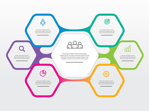Modern Interlocking Hexagon Business Process Infographic Template Editable Vector