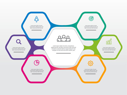 Modern Interlocking Hexagon Business Process Infographic Template Editable Vector