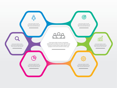 Modern Interlocking Hexagon Business Process Infographic Template Editable Vector
