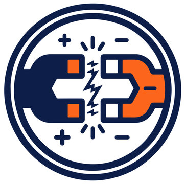 Magnetic force and electromagnetic concept icon with magnetism, attraction