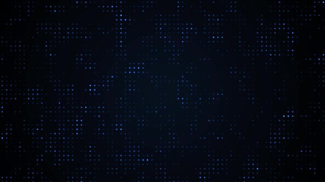 4K Abstract electric blue dot matrix background loop. Futuristic technology data grid animation.