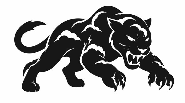 Stylized black panther mascot silhouette in lunging pose.