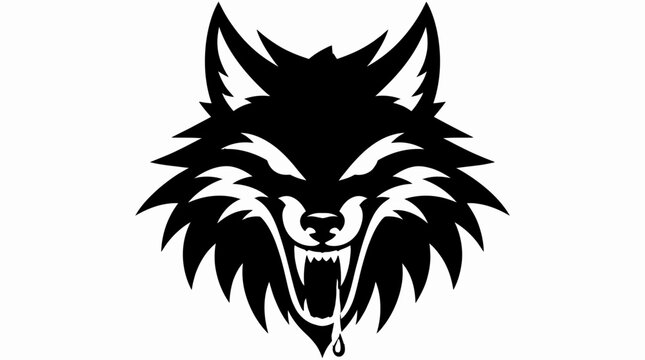 Fierce wolf head mascot logo with dripping saliva detail.