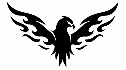 Stylized eagle flame wings silhouette logo. © r.siti88